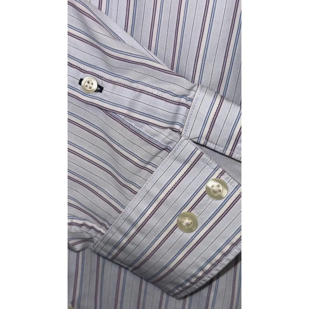 Banana Republic Mens Fitted Striped Button Down Shirt Blue Purple Large L SU07